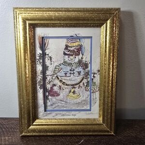 Peggy Abrams Christmas Caps Signed Framed Matted Print